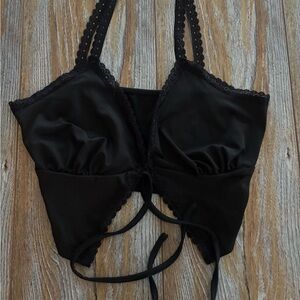 Women’s Front Tie Going Out Top Size XS Black